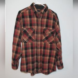 Woolrich Mens Flannel Vicuna Plaid Button Front Long Sleeve Shirt Size Medium